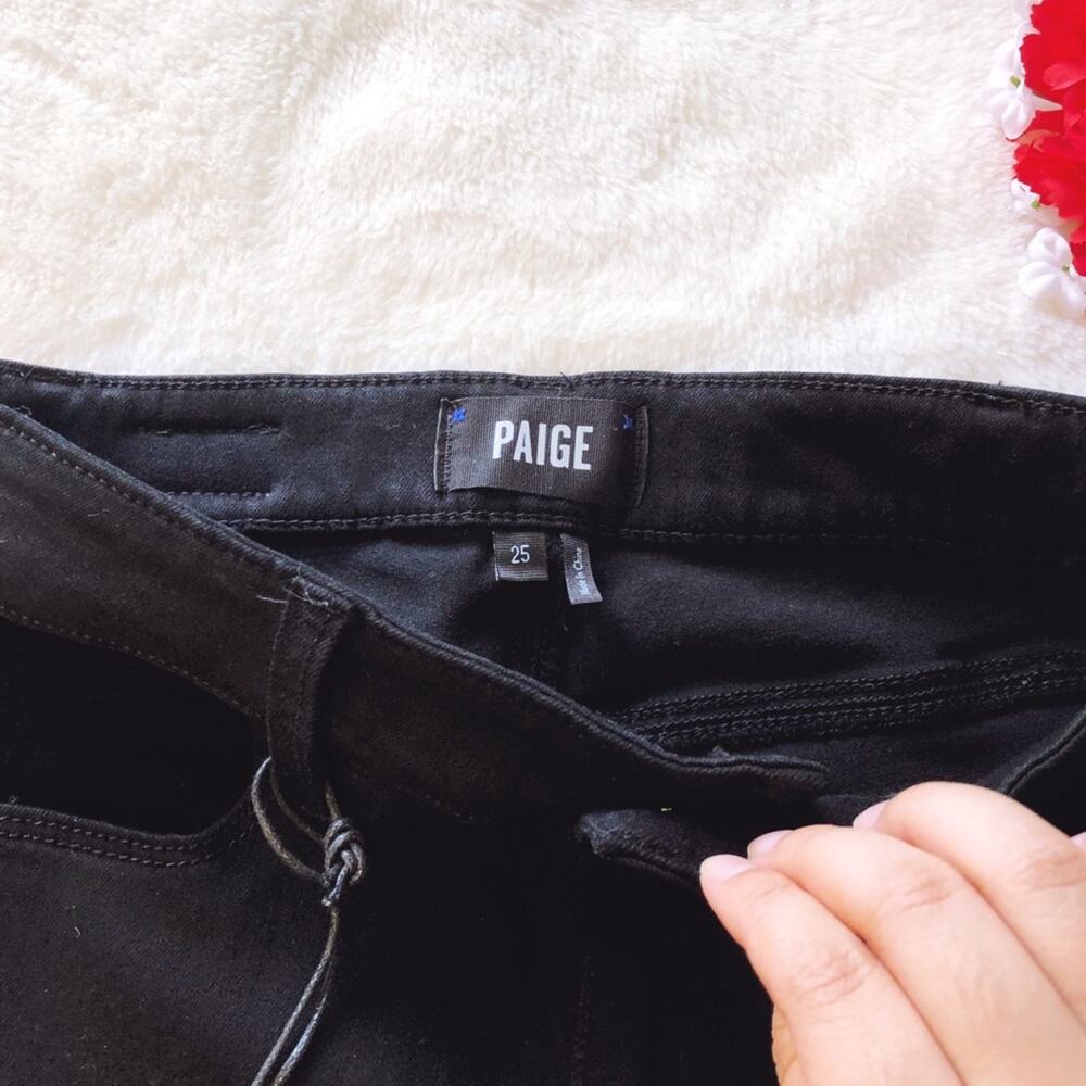 PAIGE x Anthropologie Black High-Rise Hexton Skinny Jeans - Picture 7 of 16